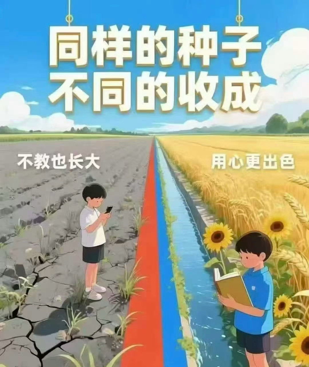 不要羡慕别人家的孩子先让自己成为别人羡慕的父母“你”浇不浇，庄稼都会长大“你”教