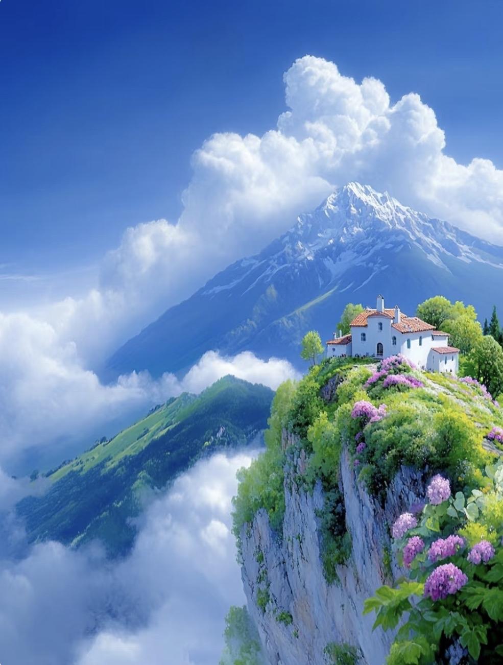 上联：山高云作伴下联：谷静瀑为弦