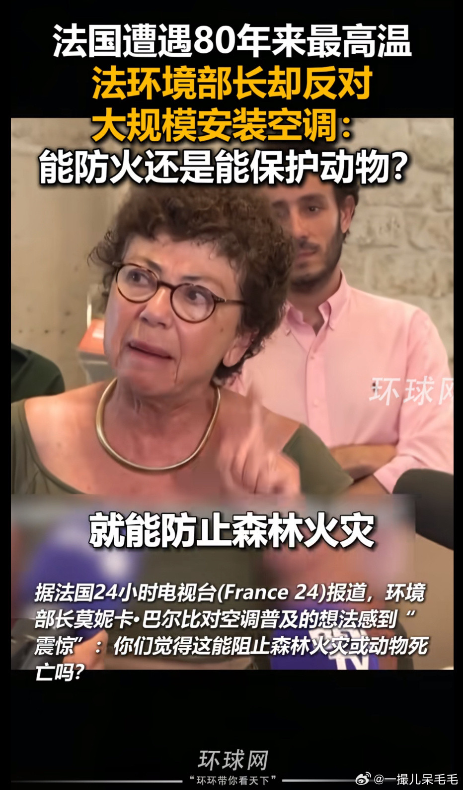 法国生态部长问装空调有啥用空谈环保不问民生？？！！法国遭遇四十度极端高温，热浪已