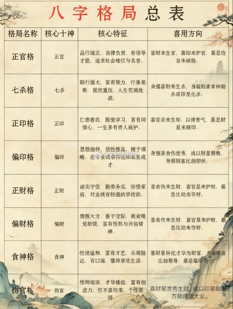 八字格局总表
