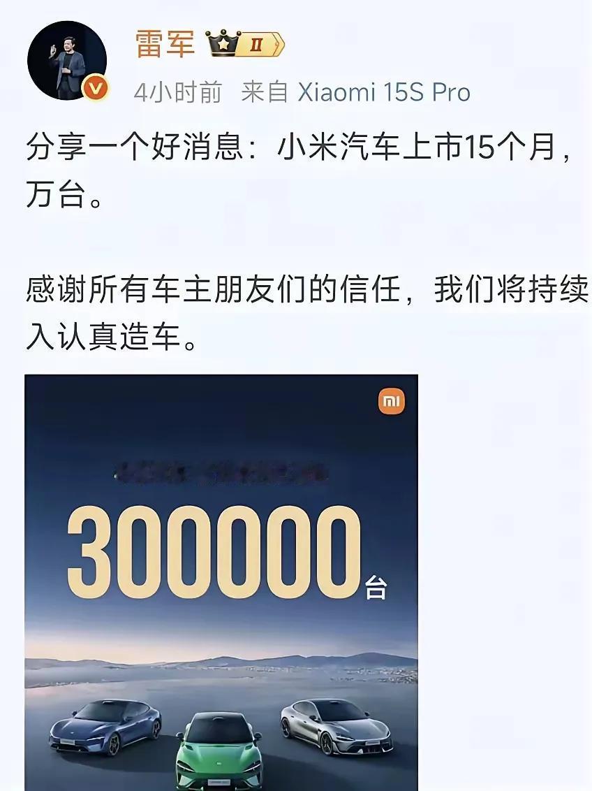 雷军把销量一公开，怕是半个车圈都要睡不着了！15个月狂卖30万台，当初唱衰的和力