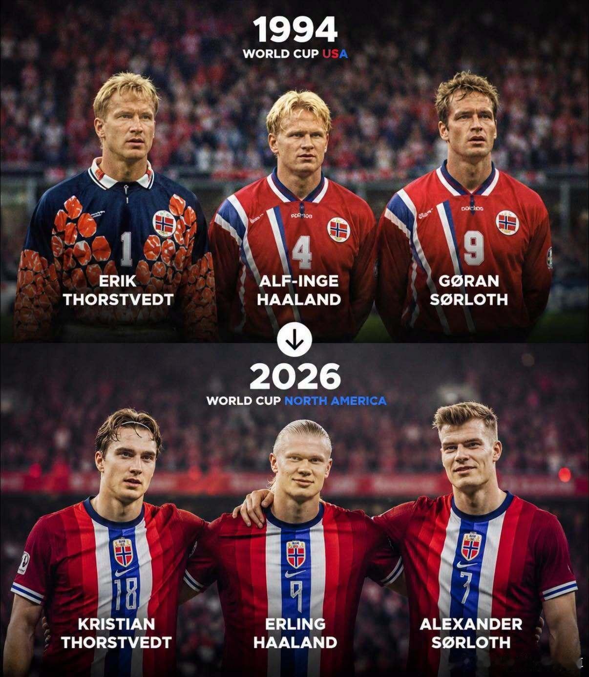 🇳🇴🤯传承，编剧都不敢这么写！1994年美国世界杯，托斯特维特、哈兰德和