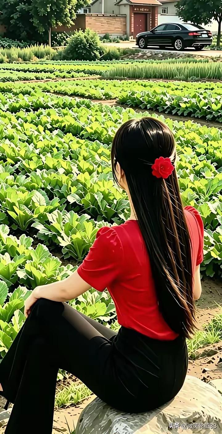女孩花季龄，毕业回家中。满园种蔬菜，眼望好心情。