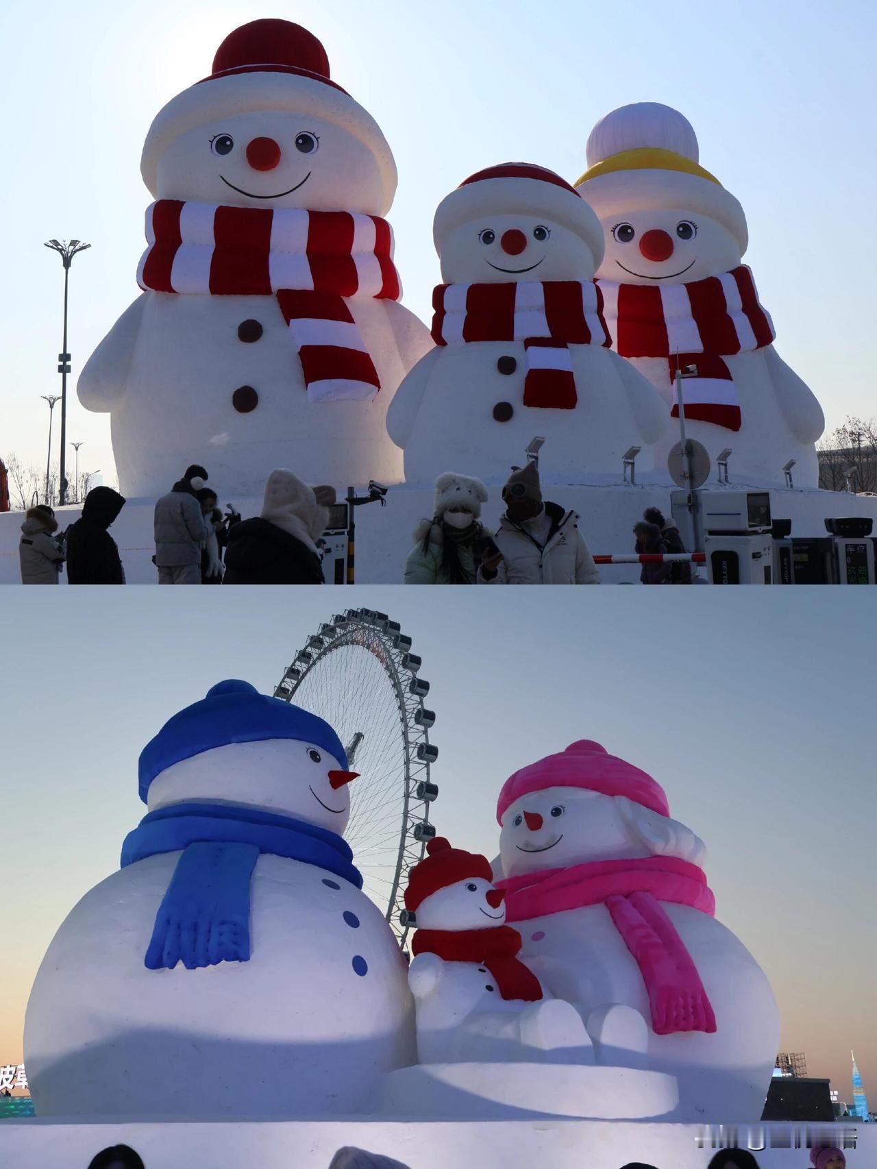 至今都在坚持计划生育的哈尔滨人往常雪人都是“两大带一小”，但讲真，现在都鼓励