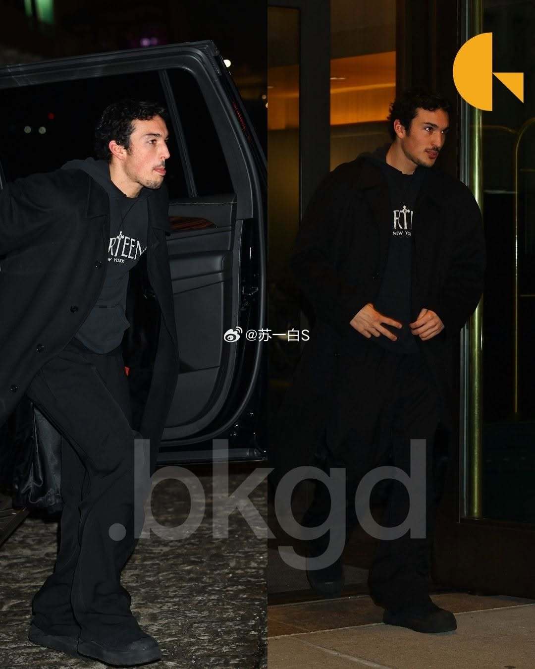 桑切斯在纽约👇（包包是Chloé的贝壳包）（图四是她25岁的大儿子Nikko