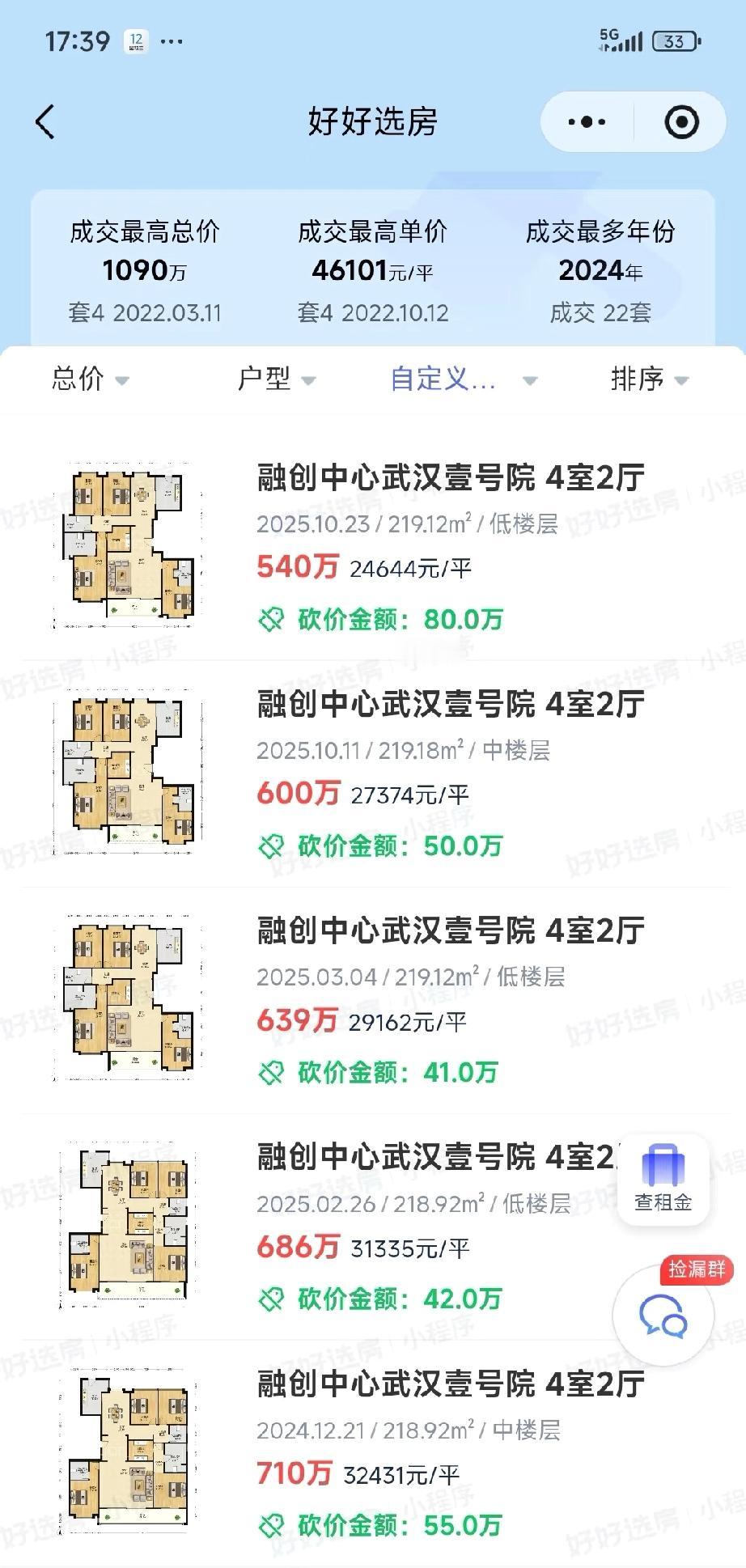 汉街当年的头牌，往下掉的势头是相当狠😄这种大面积豪宅，一年跌个接近200万