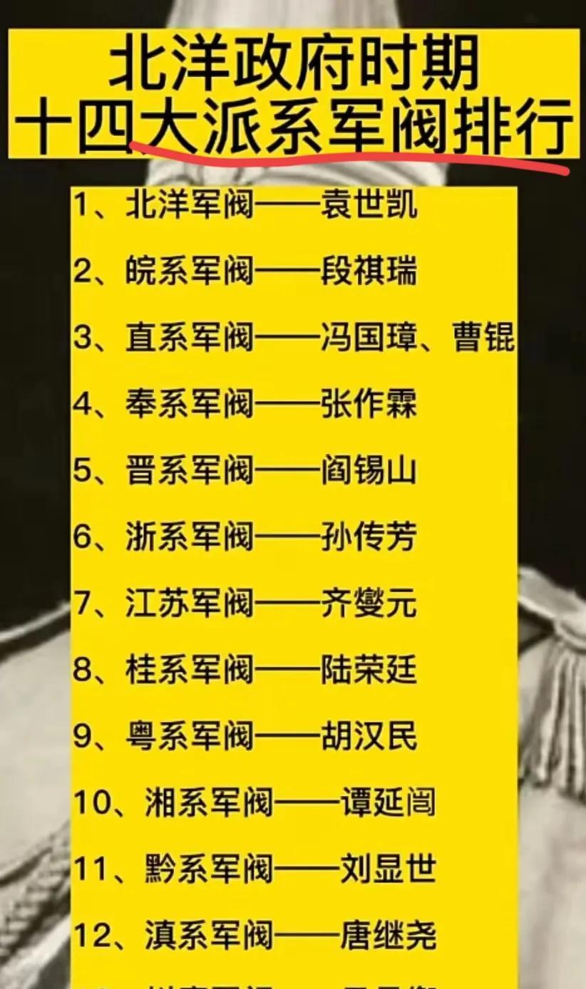 北洋时期的14大军阀，其中大多军阀都是混蛋！在1911的武昌起义过后啊，191
