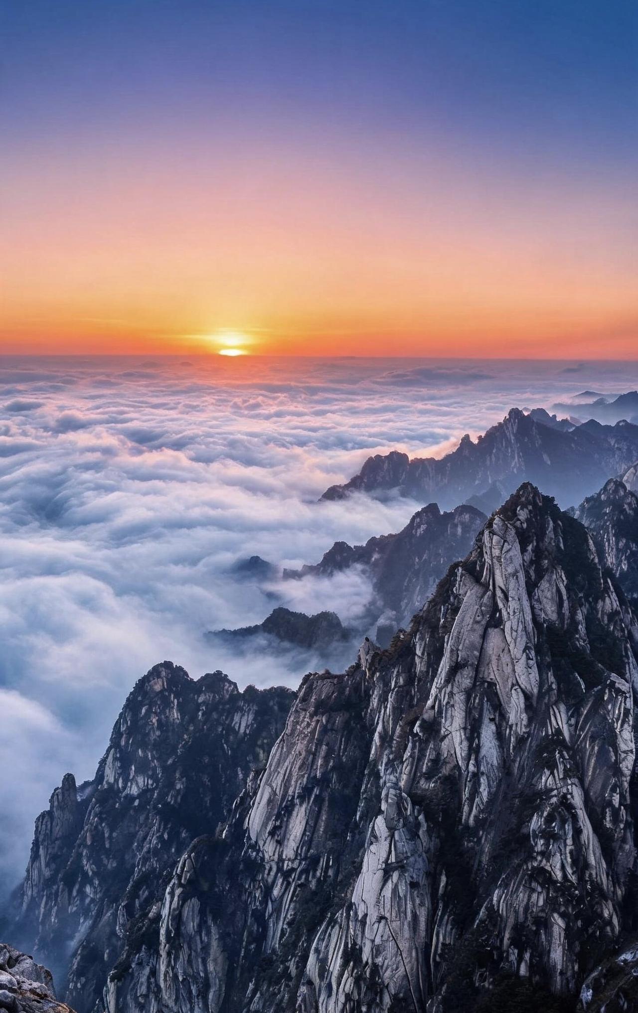 精美壁纸（829）🌈📝华山的美，不单单是山势陡峭险峻。站在山上看，云海翻涌