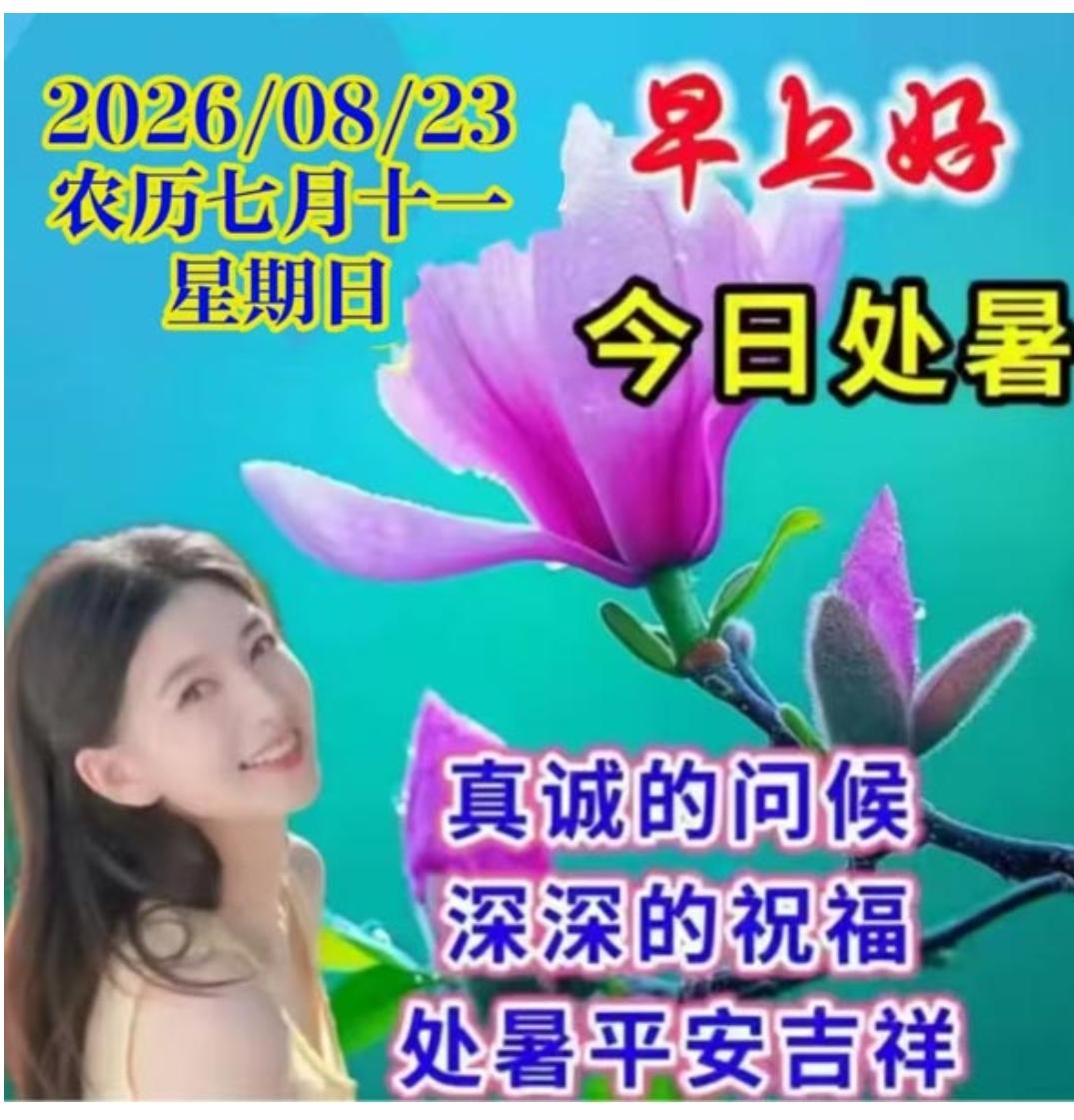 处暑到，问候送；秋季来，天渐凉；防秋燥，重养生；多吃瓜，多喝水；勤锻炼，