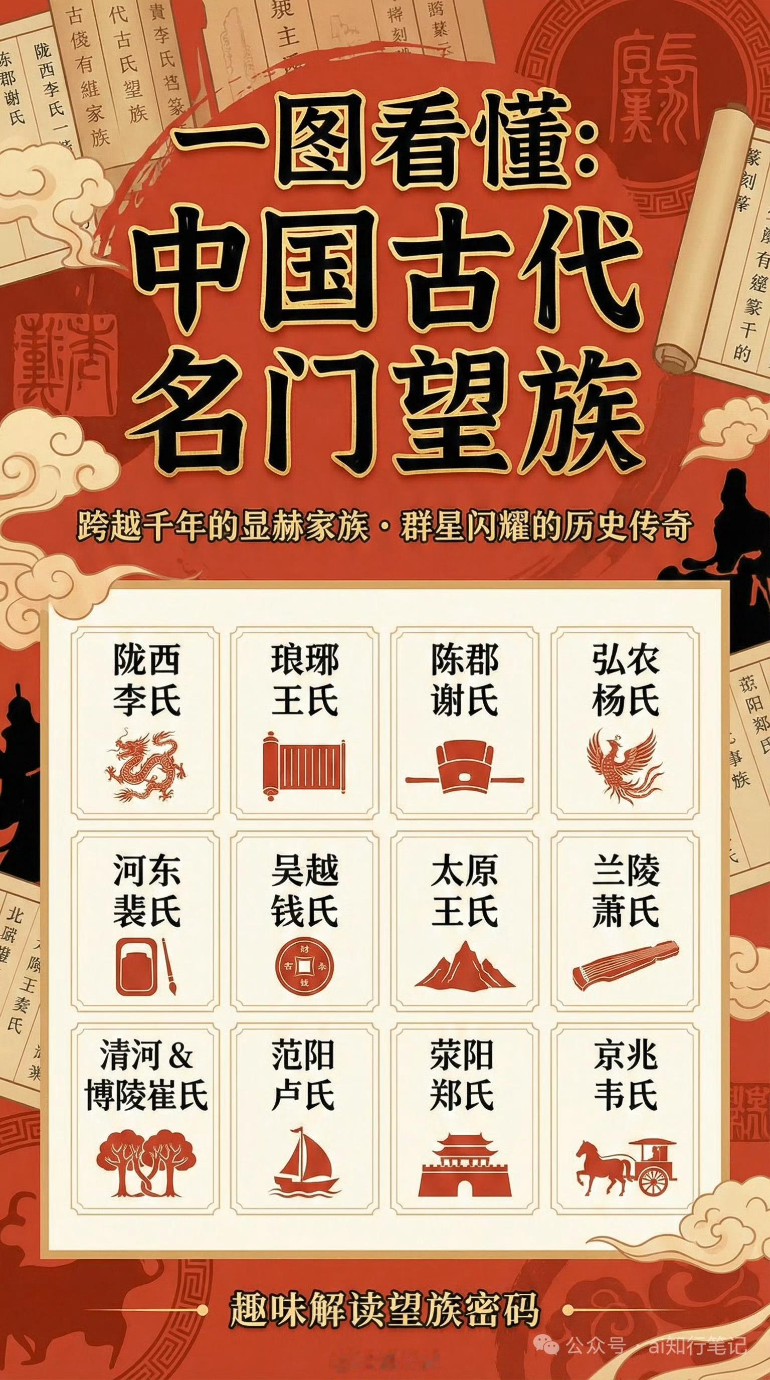 一图看懂：中国古代名门望族