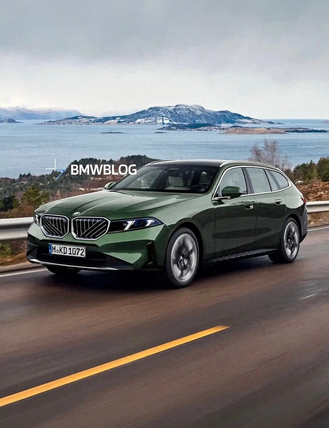 日前，外媒曝光全新宝马5系旅行版渲染图。据悉，新车将会对外观进行调整，而配置上也