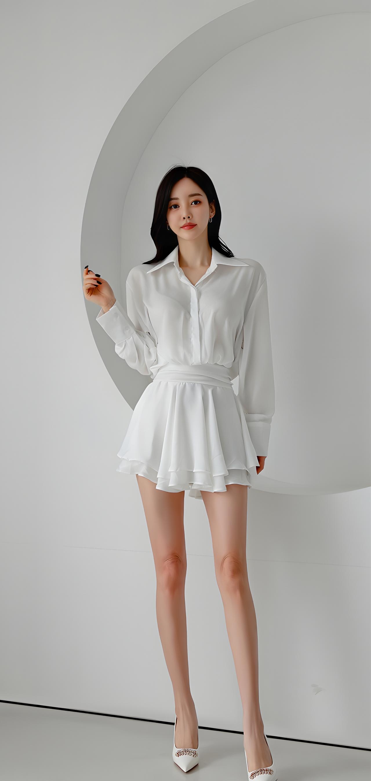 简约优雅的白色连衣裙，搭配高跟鞋，尽显女性魅力！👗👠