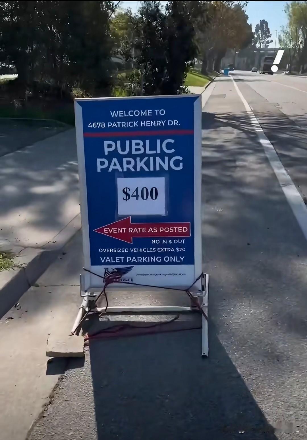 美国网友分享，超级碗的停车费是400美元，据一些美国网民称，这个特定停车场距