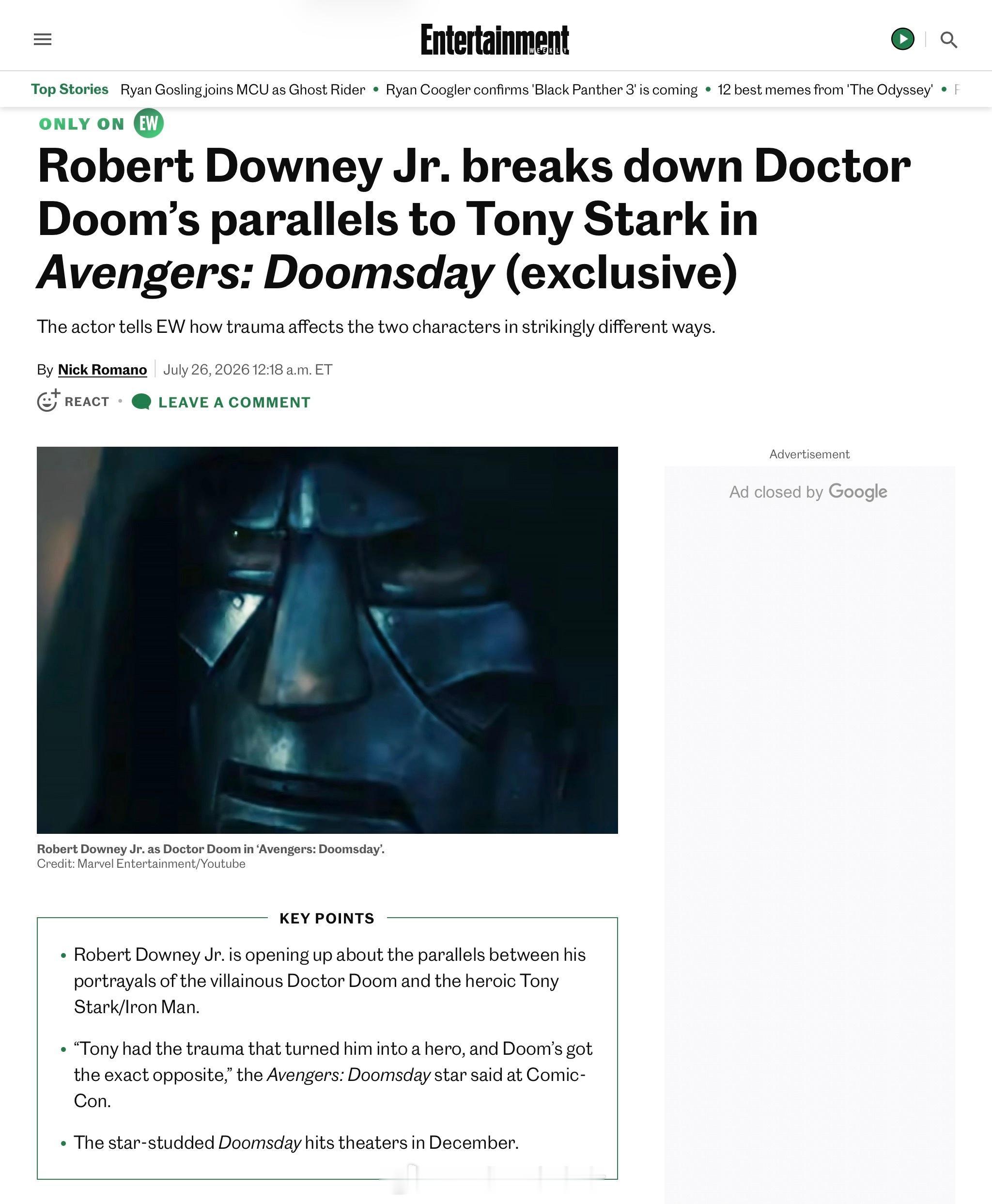 漫威RobertDowneyjr.RDJ与《EntertamentWe