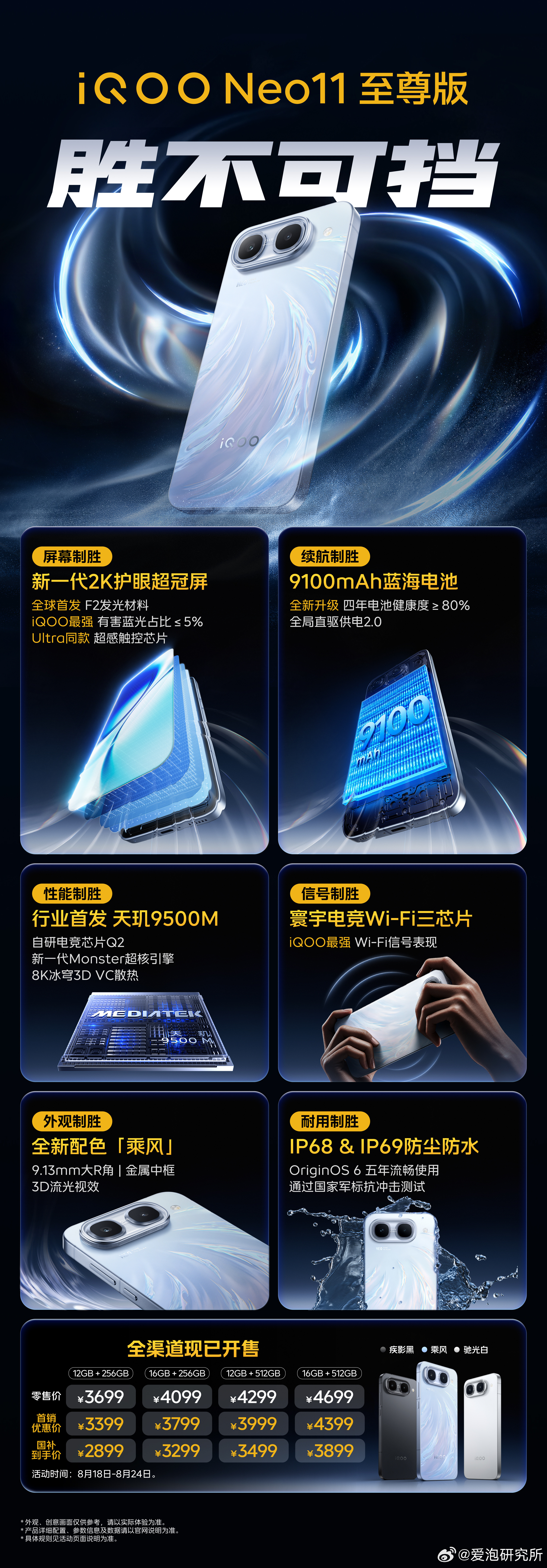iQOONeo11至尊版这波就是奔着“全都要”来的：天玑9500M、9100m