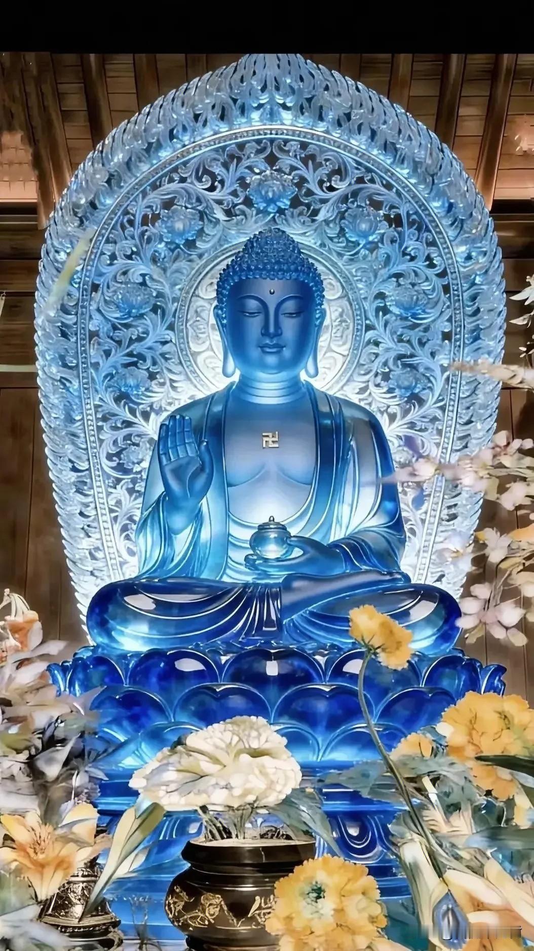 琉璃碎光里，是能渡一切苦厄的温柔当那抹浸透了深海与星空的蓝，从千年琉璃的肌