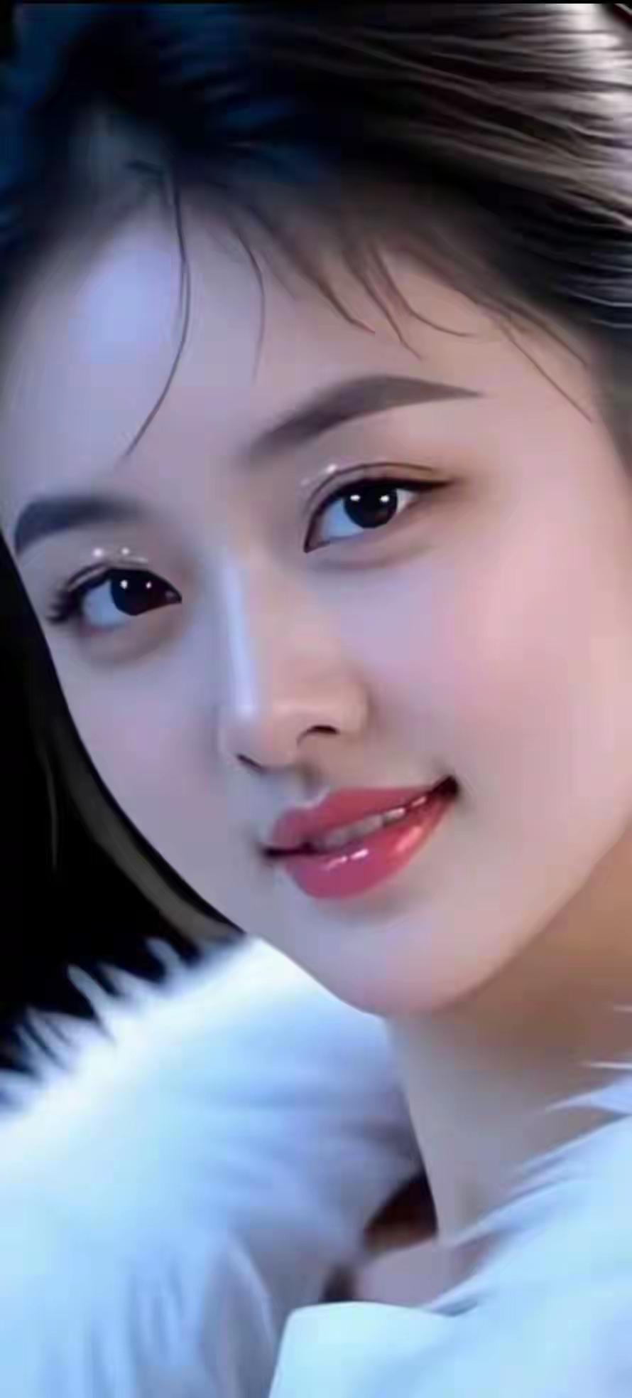 这姑娘真美，就像春日里盛开的牡丹，瞬间能把周围都点亮。她笑的时候，眼睛弯成月牙，