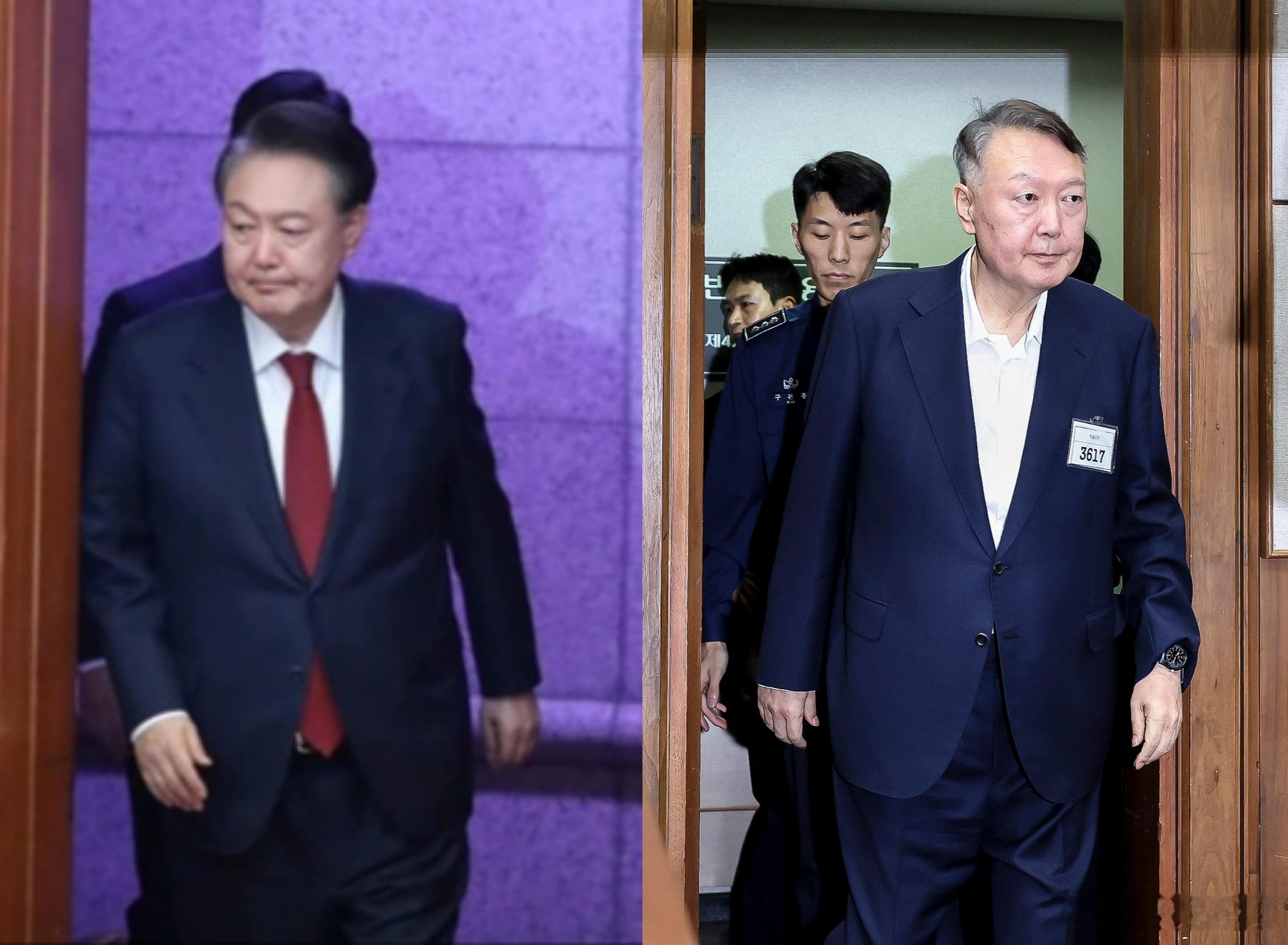 尹锡悦被拘初期和当前状态对比图。​​​