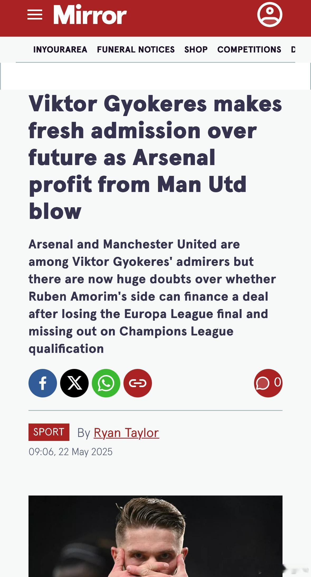 镜报RyanTaylor：周末的杯赛决赛预计将是哲凯赖什代表葡萄牙体育的最后一场