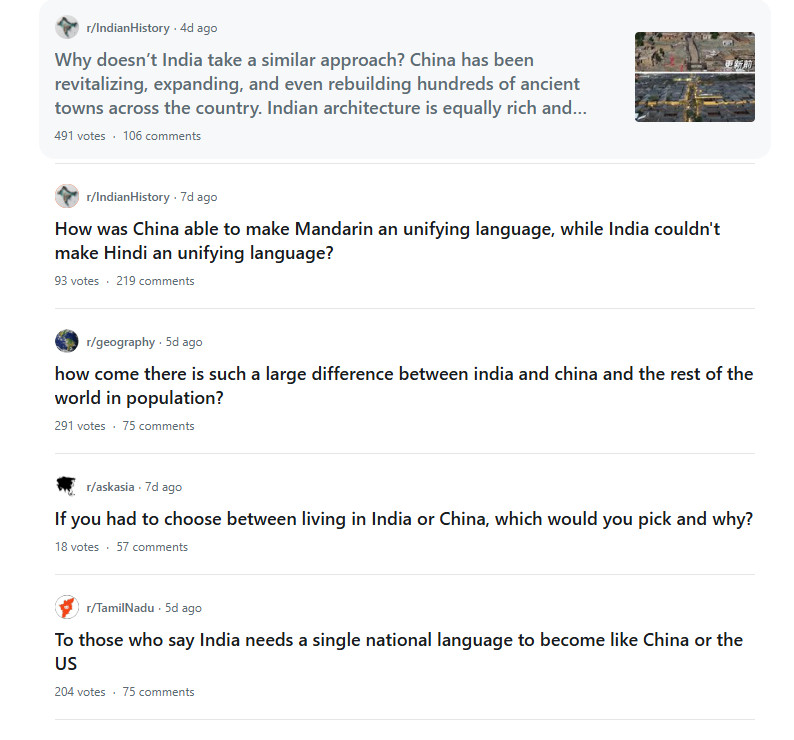 reddit上关于中印的日经问题：中国一直在振兴、扩建甚至重建全国各地数百座古镇