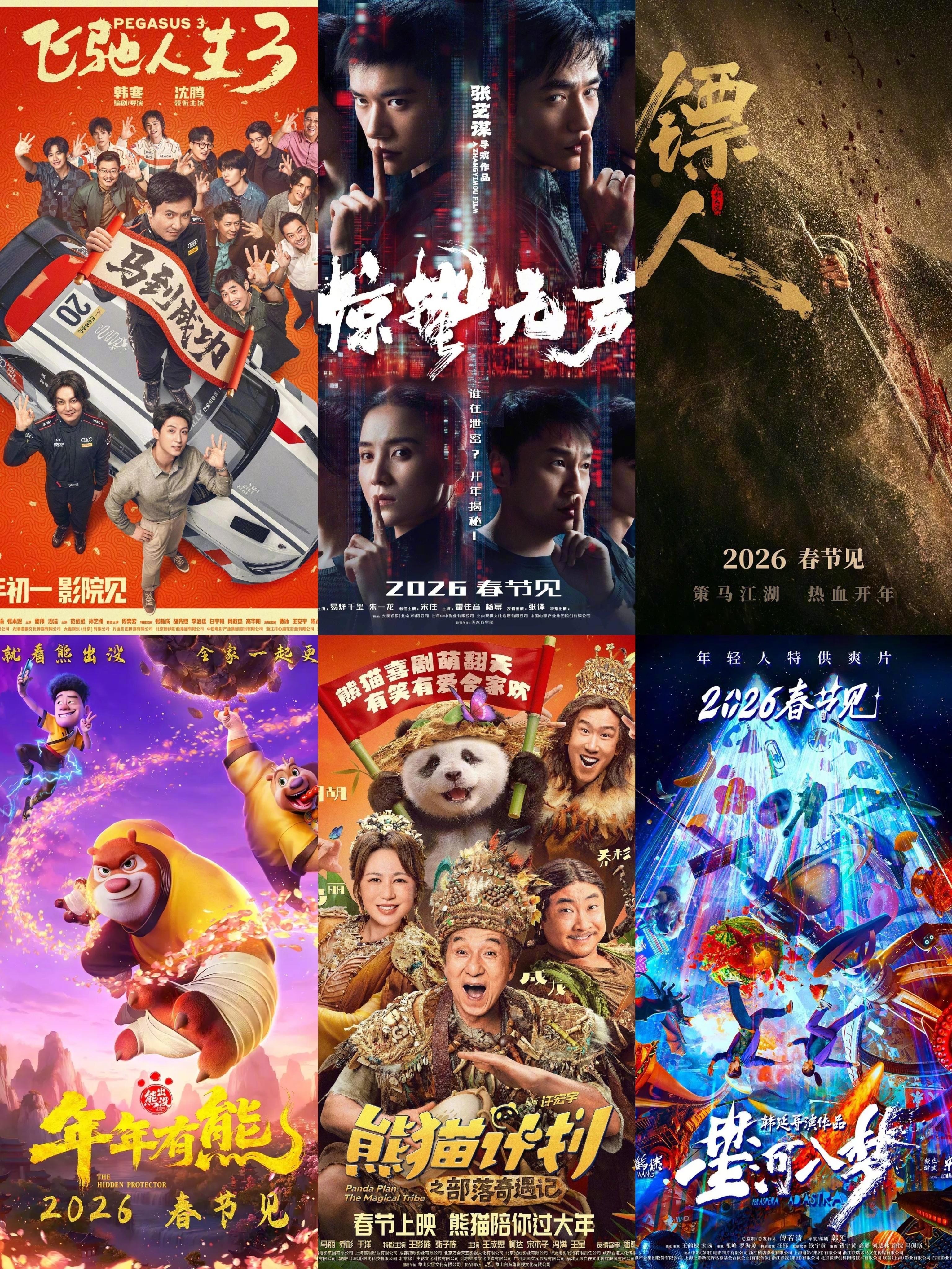 2026春节档6部电影票房竞猜从目前IP、预售和讨论度来看，普遍预测排名：飞驰人