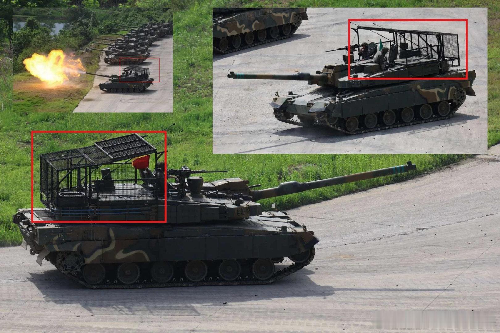 韩国测试K2“黑豹”坦克反无人机笼式装甲---2025年12月下旬流传的开源图片