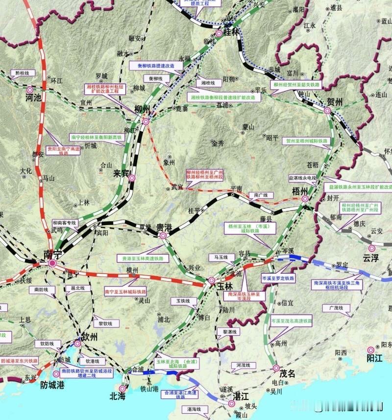 盘点广西北海市2条铁路规划的铁路项目梧州-玉林-北海城际铁路旨在连接桂东南城市