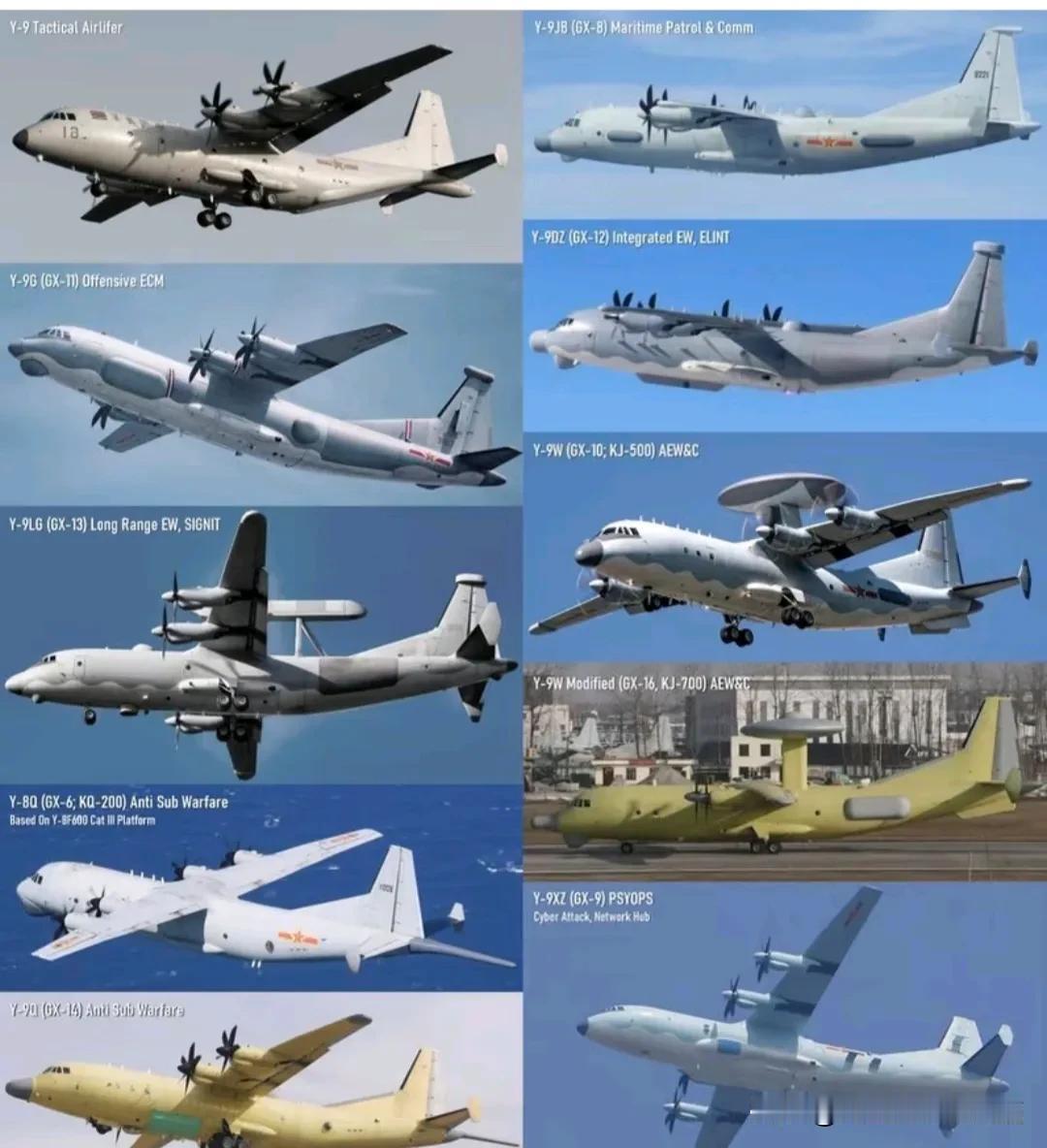 运9平台改装出了多种类型的特种机，在军事领域发挥着重要作用。运9反潜巡逻机，也