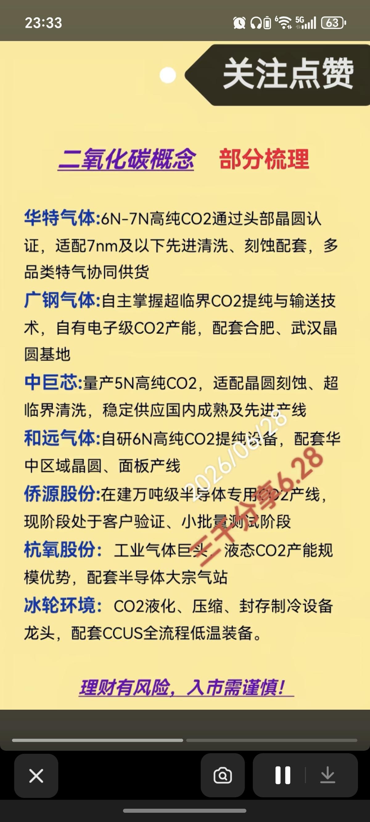 高纯二氧化碳——概念股梳理！近期，半导体先进制程所必需的‌高纯度二氧化碳供应