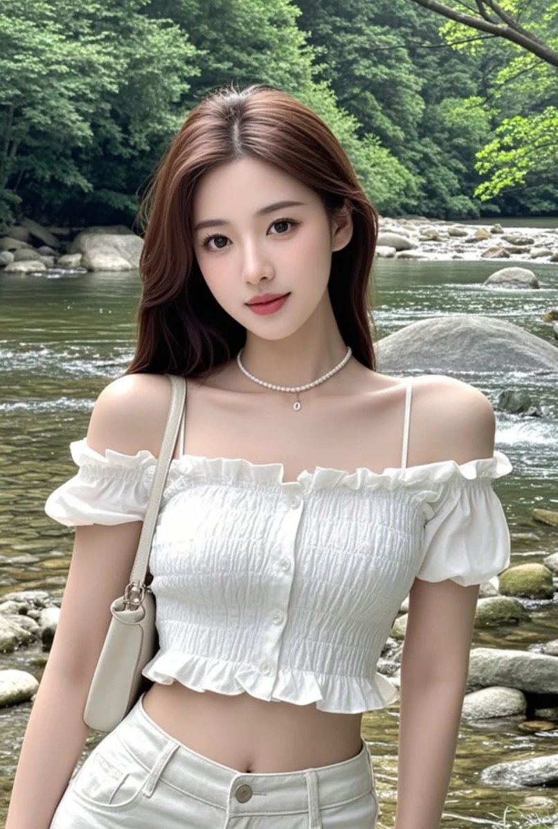 一条小溪，一片绿荫，她就是夏日最治愈的画面。