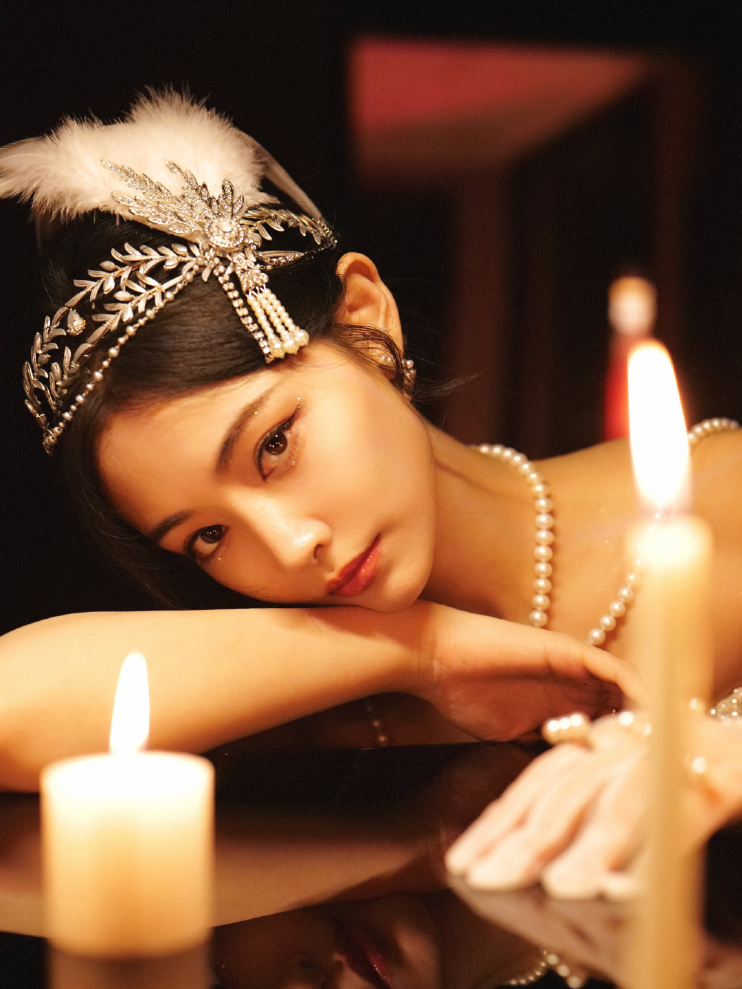 许佳琪月夜珍珠富人，她的美如穿越时空的迷雾。#许佳琪#​