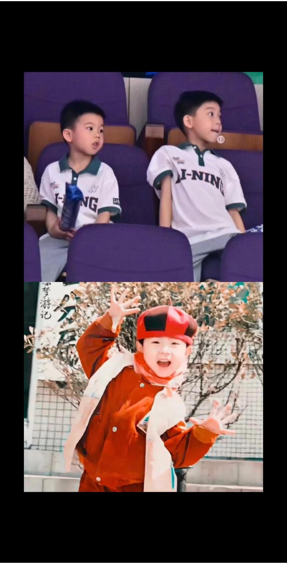 马龙的儿子真和龙队小时候一样，子随父，颜值和品行都太像的，强大的基因，马里奥和兄