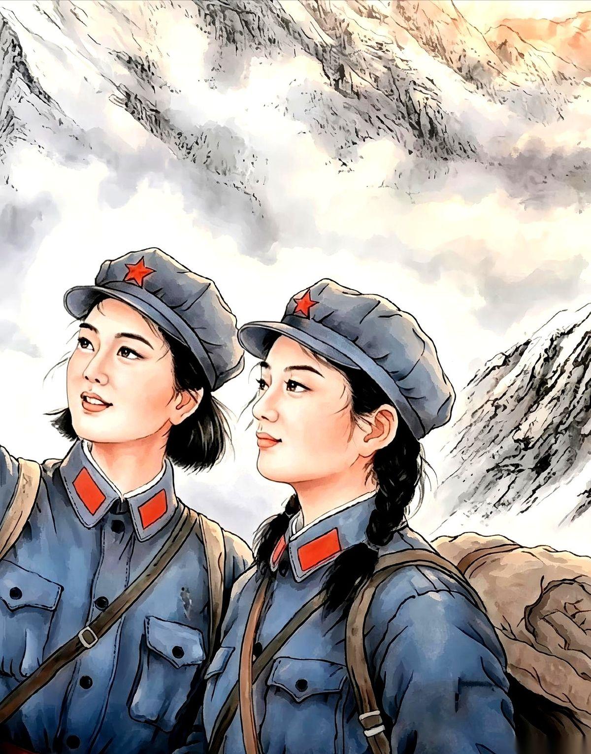 8月27日，两幅长征题材的画作被网友截进同一张图里，摆上了台面。左边的作者，头衔