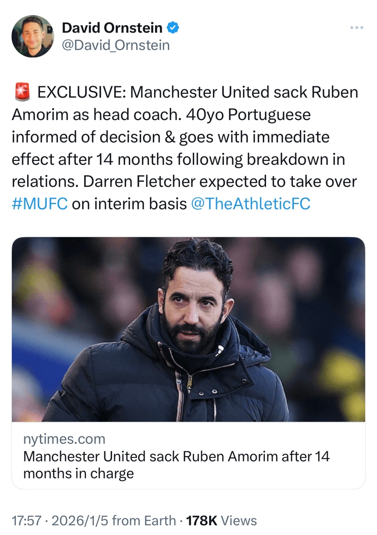 曼联解雇阿莫林突如其来的BreakingNews，说不清是天亮了还是天黑了，