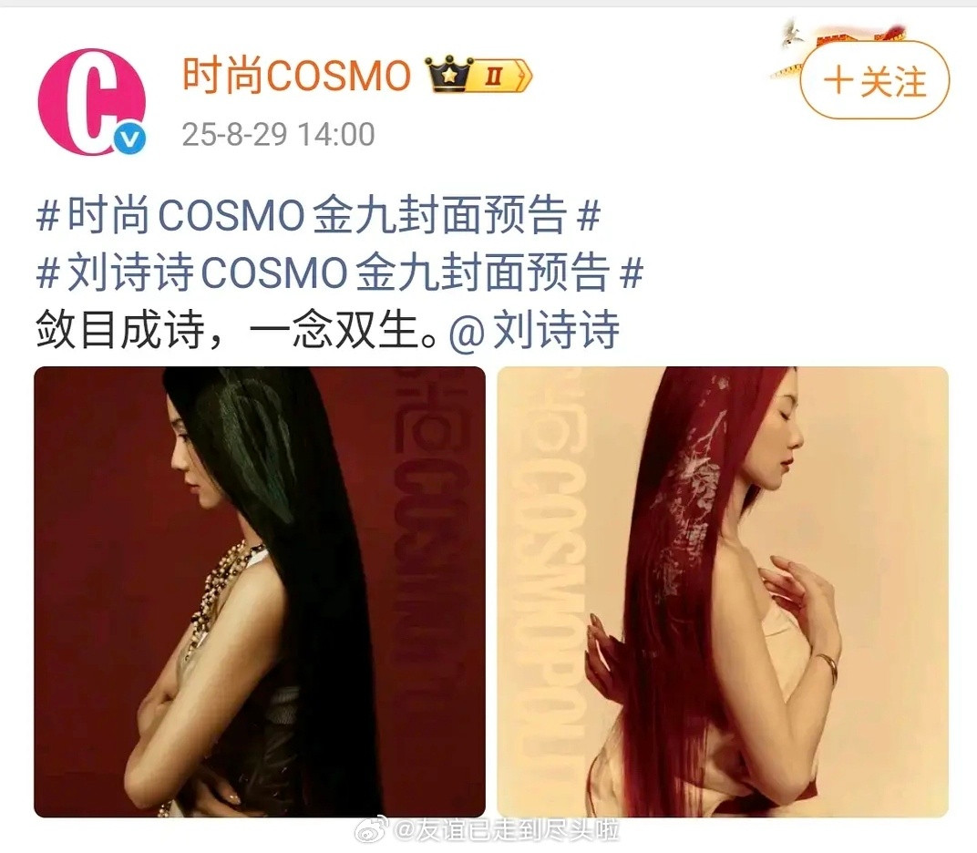 刘诗诗COSMO金九封面预告，即将达成五大重要月份大满贯成就。85花里第三位大满