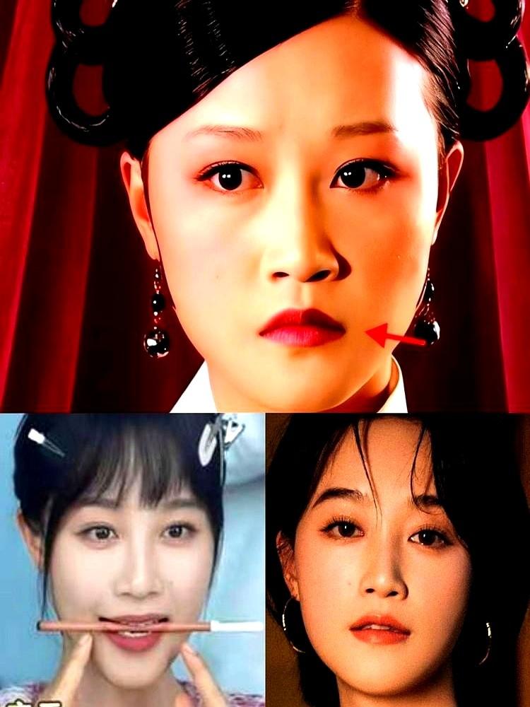 硬生生把天生下撇的嘴角提上去，这女人的狠劲让人头皮发麻。当年演浣碧被嘲苦瓜脸