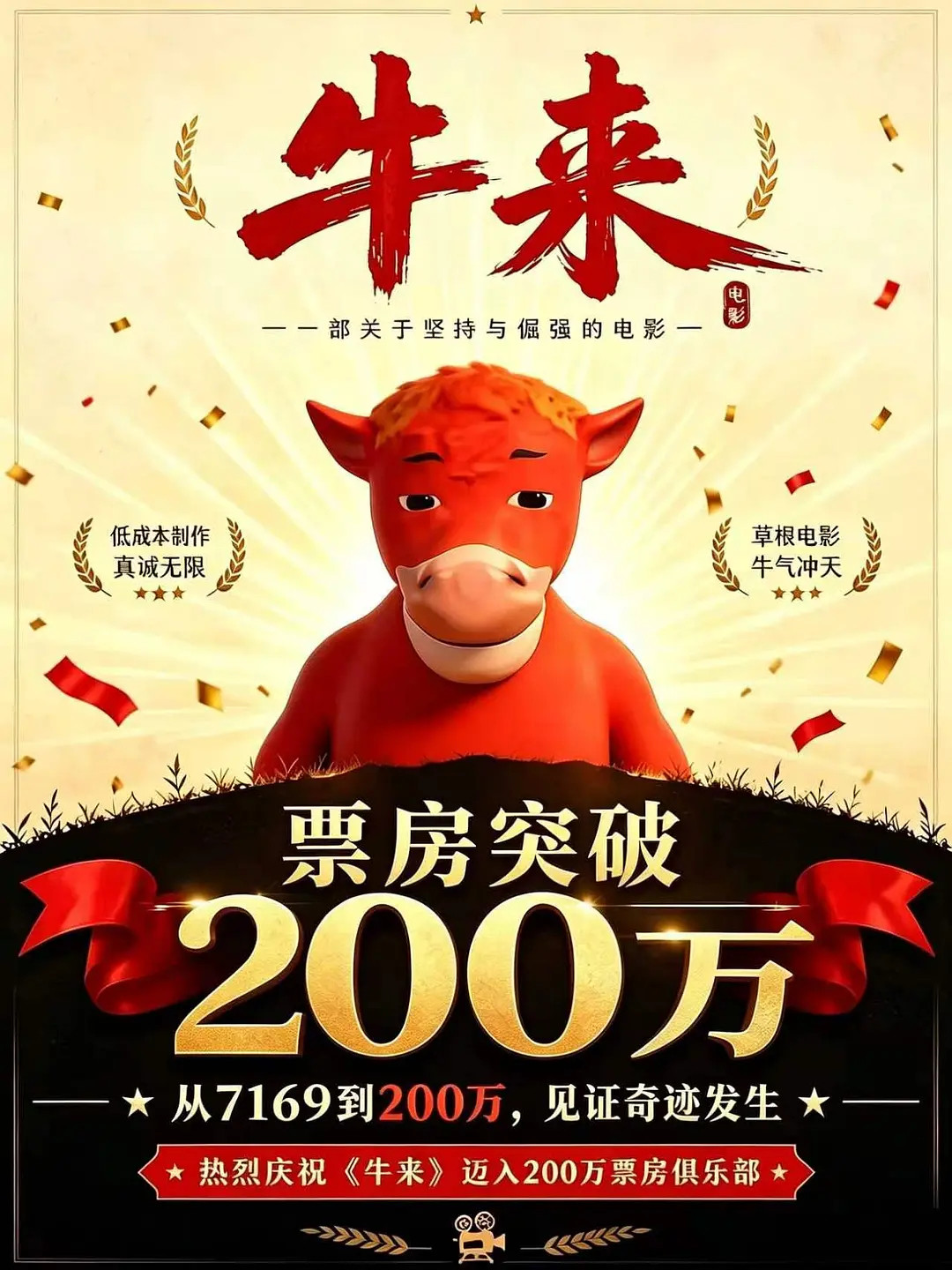 下发通知了，局里将对《牛来》强制进行：停止排片，影片下线！影片目前票房已达25