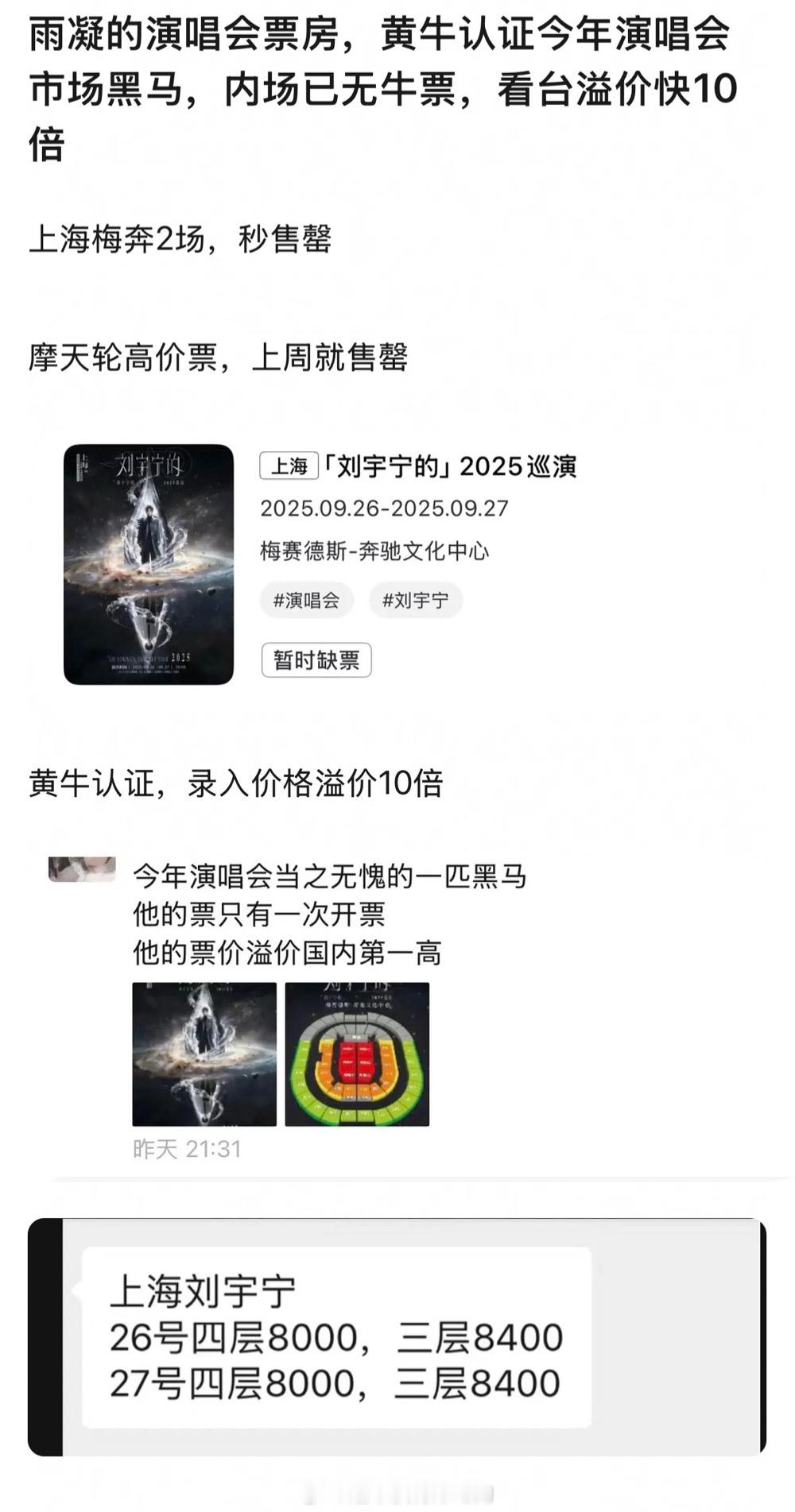 黄🐮认证今年演唱会市场黑马刘宇宁​​​