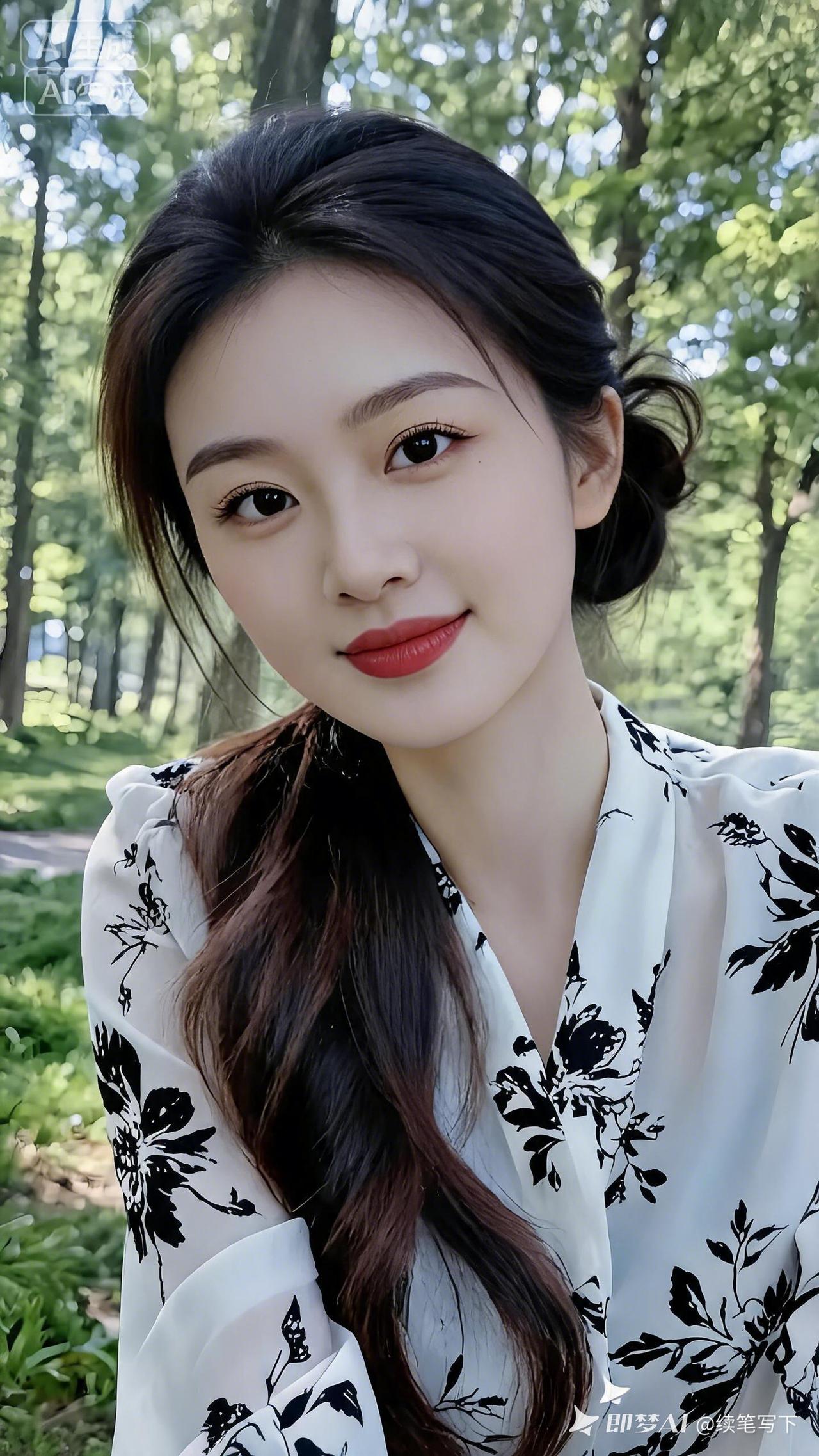 阳光下的温柔微笑，自然中的美丽绽放。