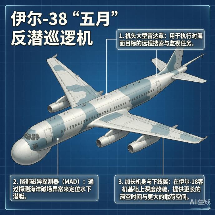 军事ai新视野俄罗斯伊尔-38“五月”反潜巡逻机伊尔-38“五月”（May）反