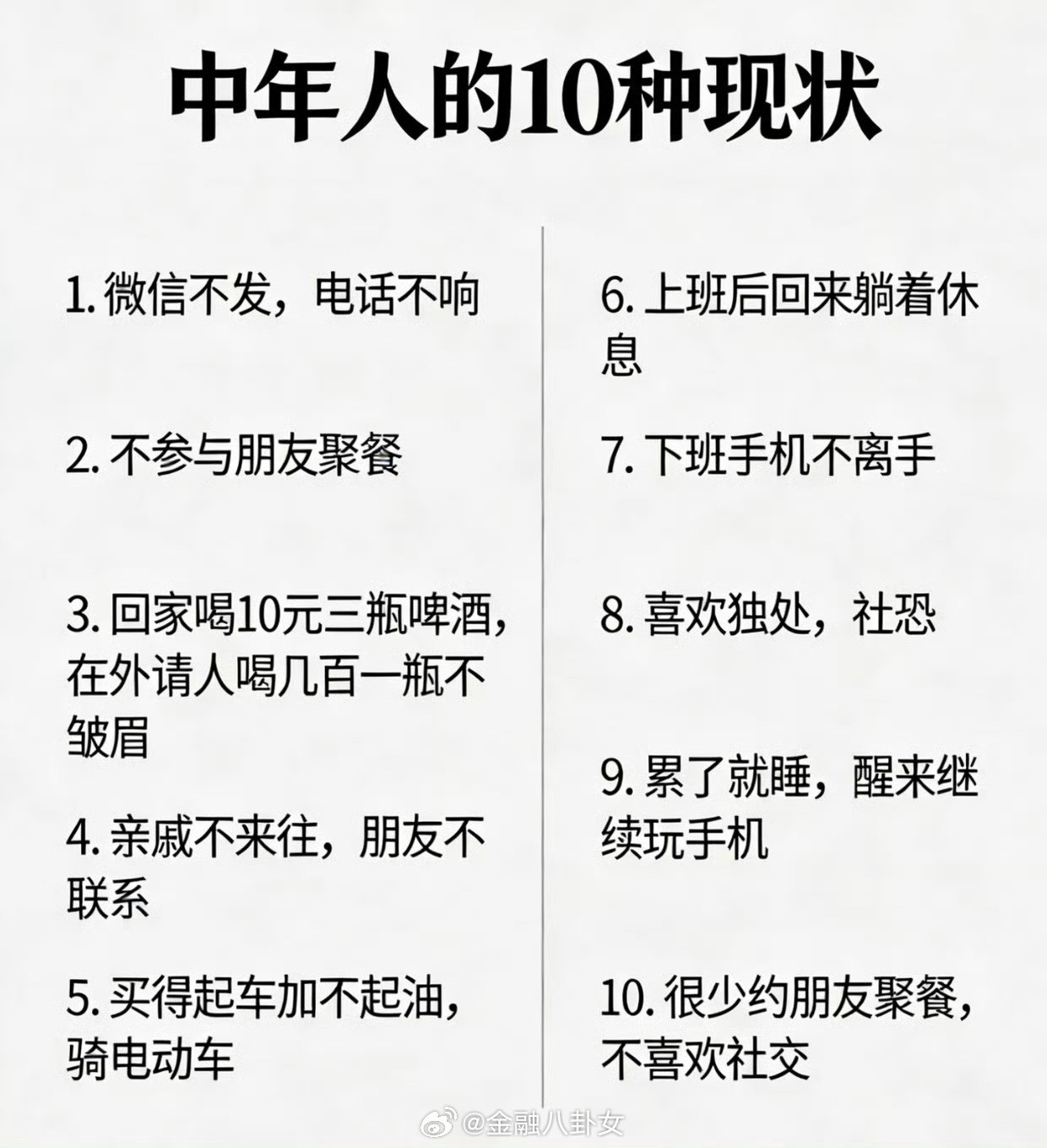 中年人的10种现状，是这样么