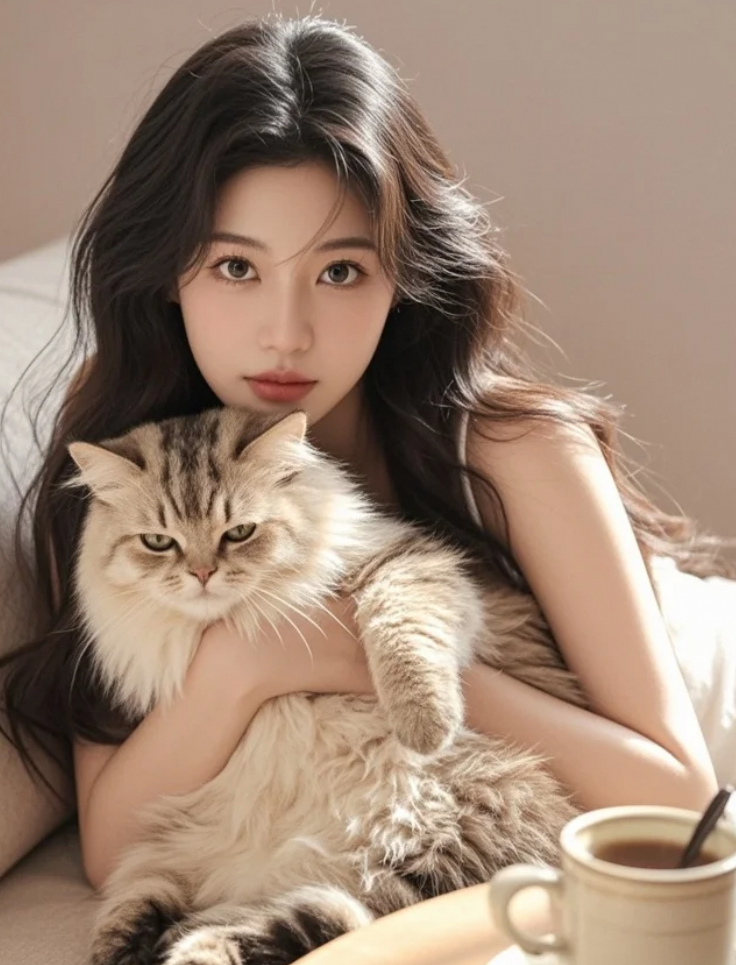 阳光×猫咪×长发女孩＝这组让人心动的居家大片！