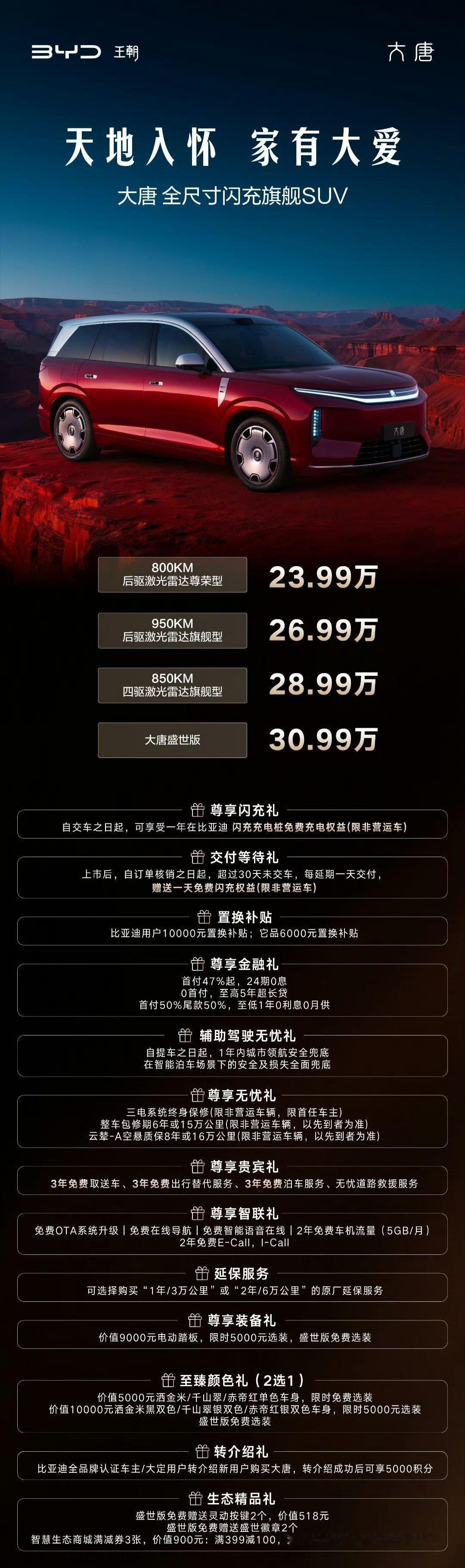比亚迪大唐纯电这个价格真的有点恐怖了：23.99万，800km26.99万，95