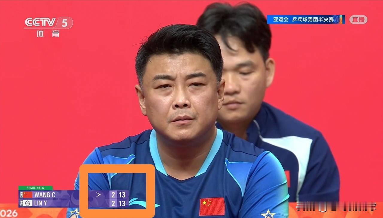 中国男乒主帅王皓真是太焦虑不安了！在今天进行的中国队和中国台北队的亚运会乒乓球男