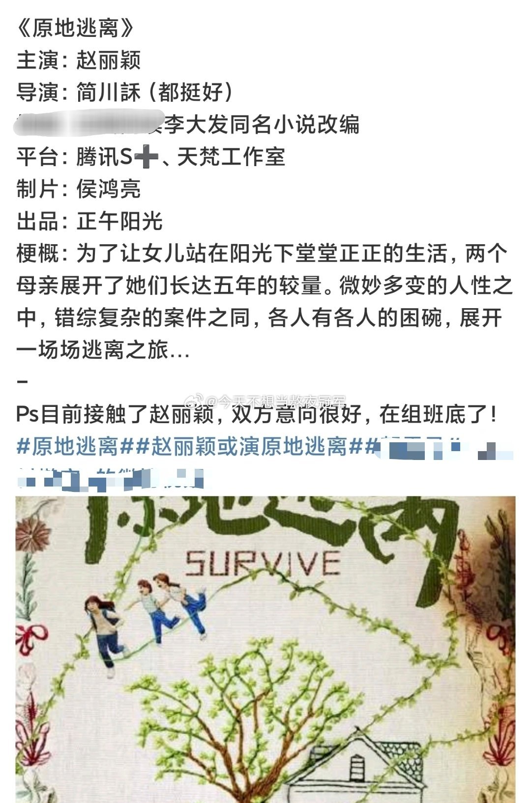 85🌸新剧🍉，都是正午和🐧出品的S➕，侯鸿亮制片赵丽颖《原地逃离》悬疑题材