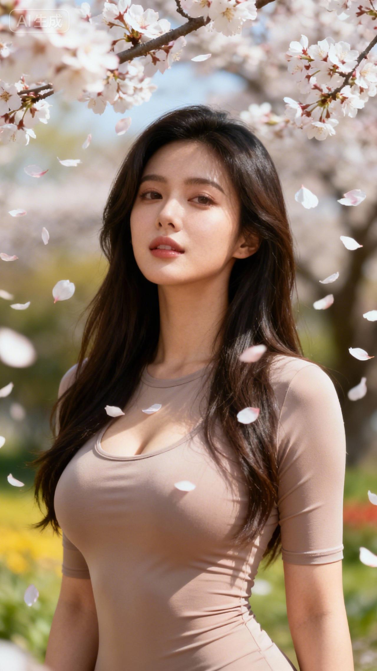 《樱落思》樱瓣簌簌落肩头，她立春园意难收。素衣难掩清姿艳，眸里春柔锁我愁