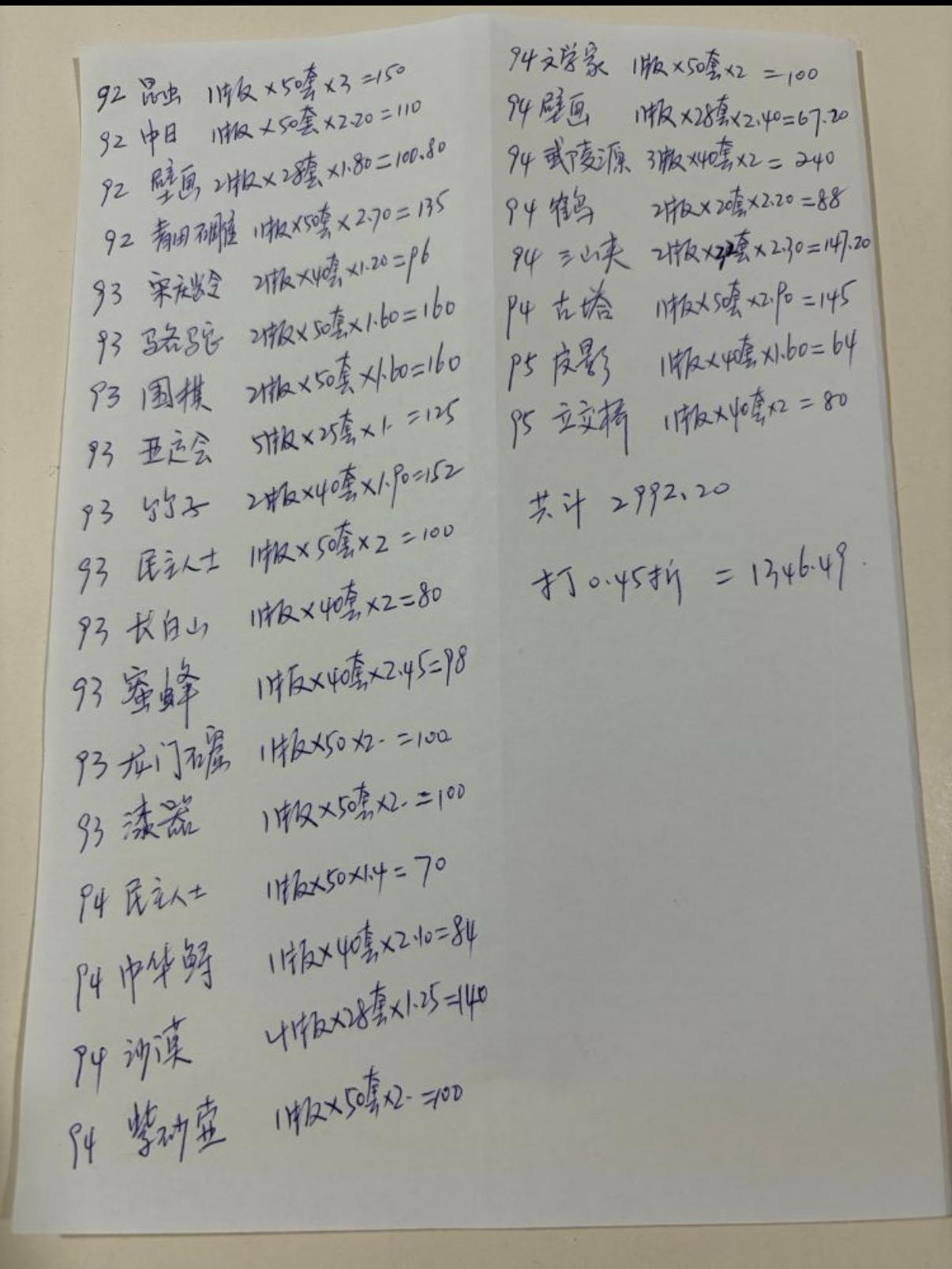 清单里的这些票，行话叫“垃圾票”或“打折票”。92-95年是中国邮票发行的泛滥期