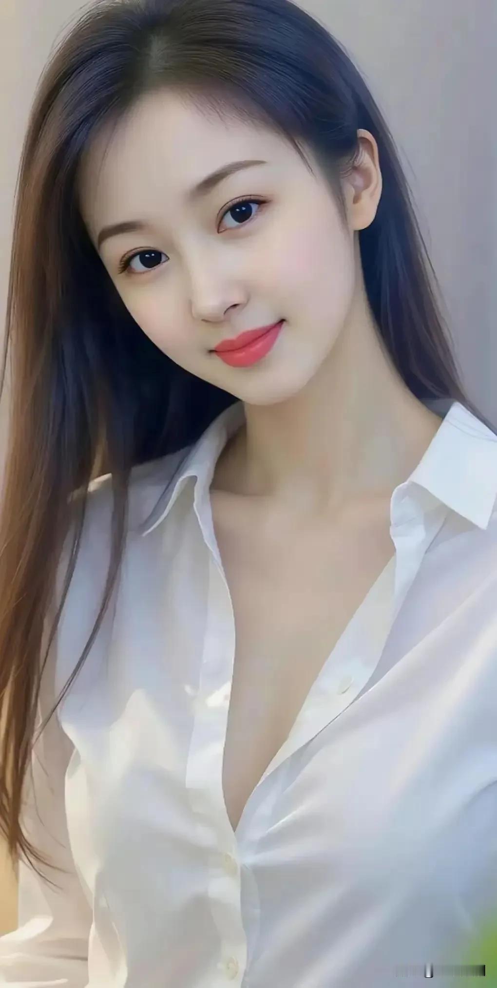 白衫清简，红唇点睛，眉眼间的温柔，是藏在日常里的心动。温婉大方的美女超级耐看