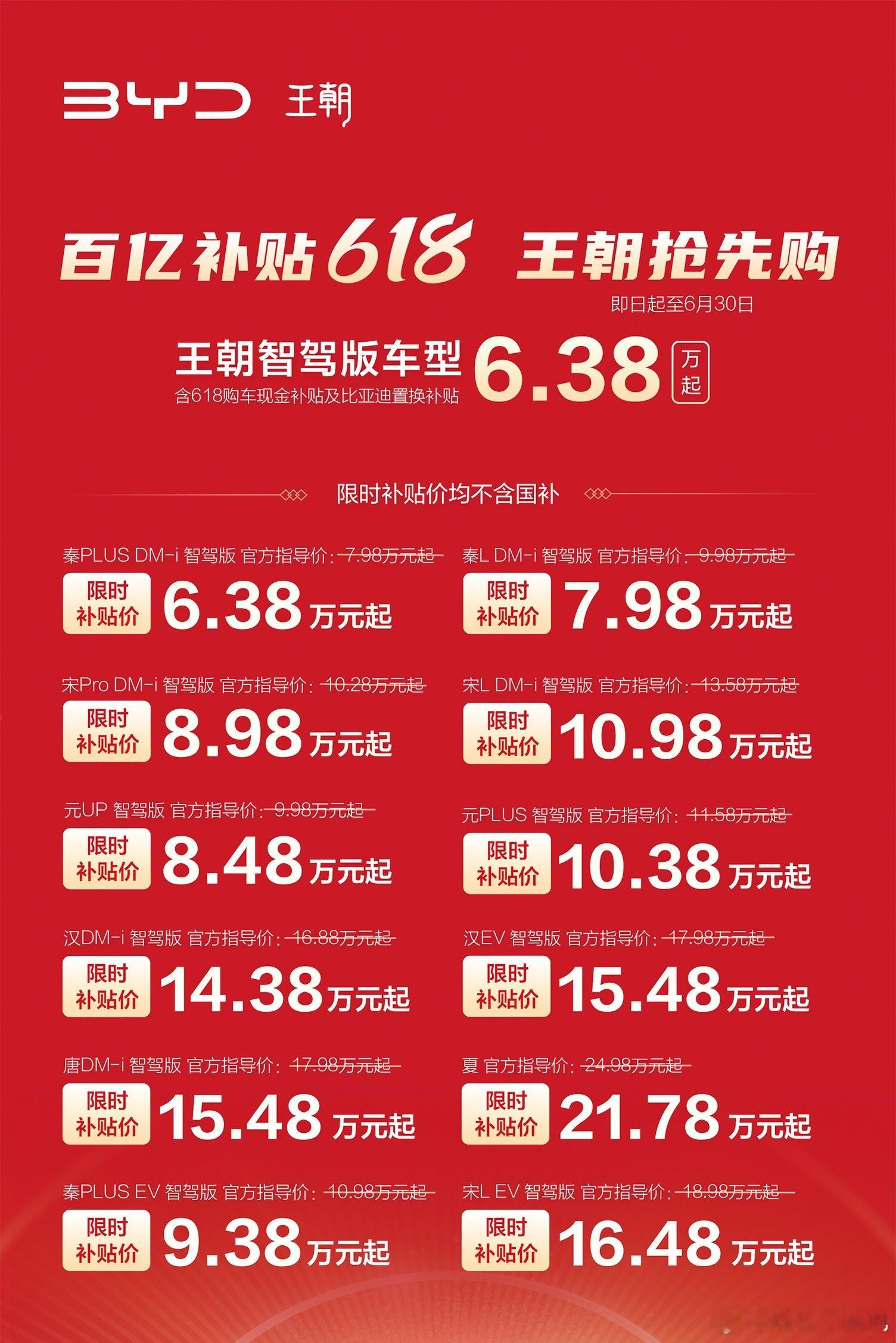 王朝全系来了，太太太狠了…注意以下售价是不包含国家补贴的秦plus6.38