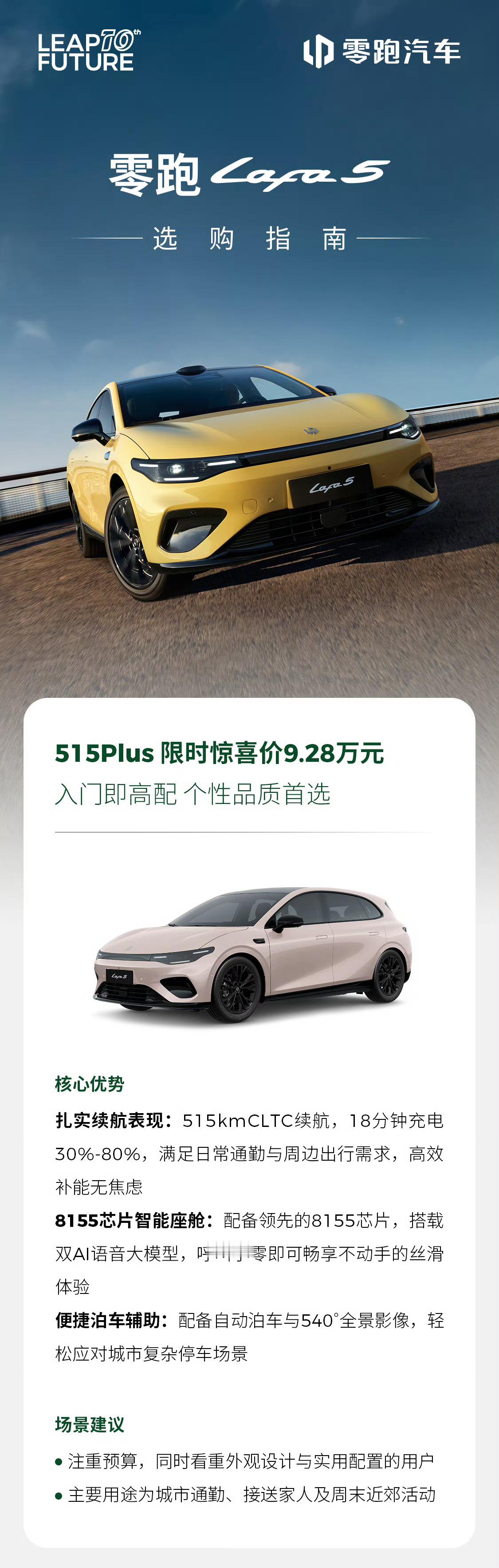 一图读懂零跑Lafa5五款配置该如何选从个性品质首选515Plus版本到超长续